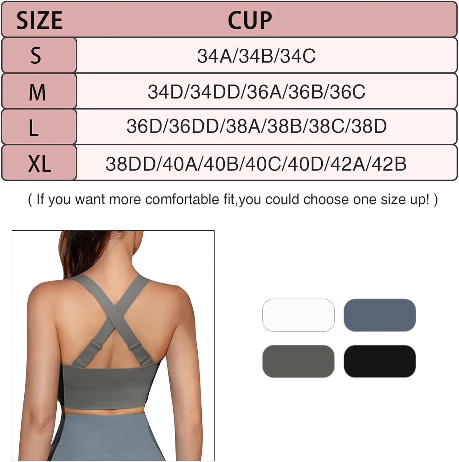 Sykooria Adjustable Sports Bra for Women High Support Padded Workout Tops Packs Gym Fitness Running Yoga Bras