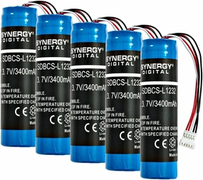Synergy Digital Barcode Scanner Batteries, Compatible with Datalogic BT-8, RBP-4000 Barcode Scanner Batteries (Li-Ion, 3.7V, 3400 mAh), Set of 5