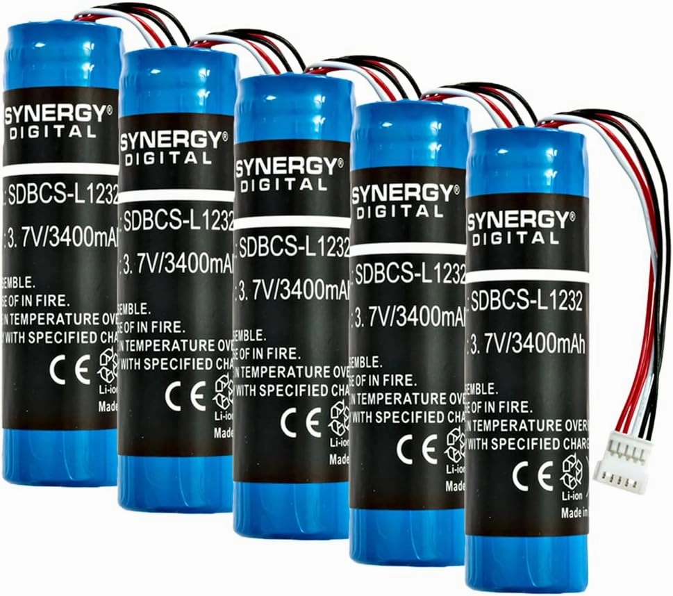 Synergy Digital Barcode Scanner Batteries, Compatible with Datalogic BT-8, RBP-4000 Barcode Scanner Batteries (Li-Ion, 3.7V, 3400 mAh), Set of 5