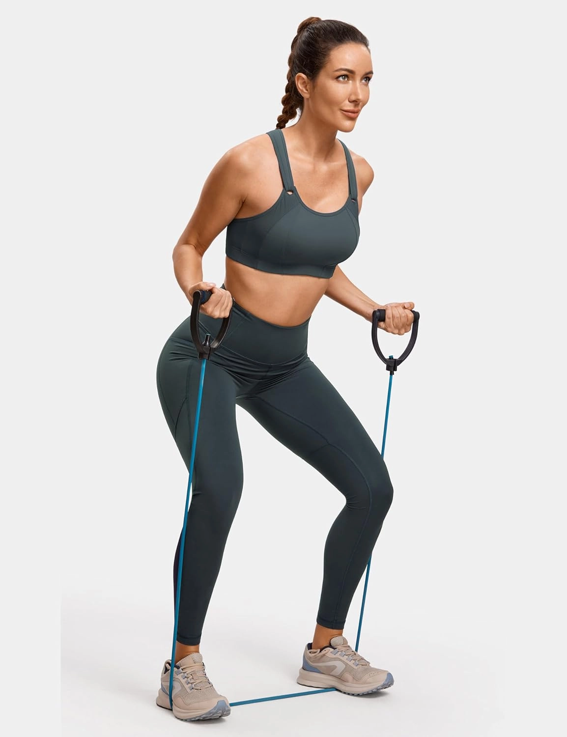 SYROKAN Women's Sports Bra Front Adjustable High Impact Support Padded Wireless Racerback Plus Size Running Bra