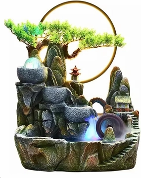 Tabletop Fountains Alpine Circulating Water Decoration Living Room Fish Tank Fake Landscape Office Fountain Spray Decorative Mist Style Indoor Tabletop Water Fountain(Size:Small)