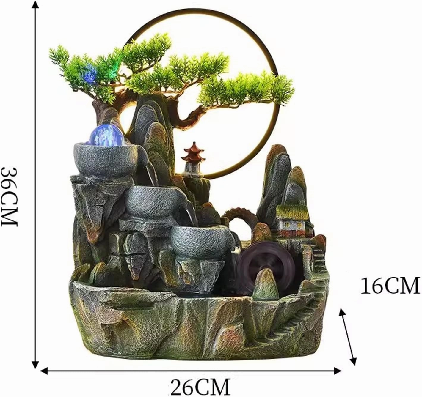 Tabletop Fountains Alpine Circulating Water Decoration Living Room Fish Tank Fake Landscape Office Fountain Spray Decorative Mist Style Indoor Tabletop Water Fountain(Size:Small)