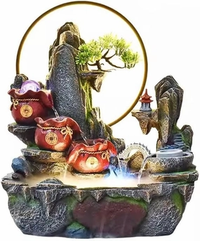 Tabletop Fountains Alpine Flowing Water Ornaments to Attract Wealth, Living Room Fish Tank Decorations, Desk Rockery, Desktop Fountain Indoor Tabletop Water Fountain