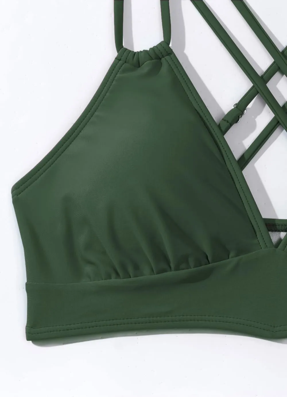 Tainehs Women's Push Up V Neck Bikini Sets Criss Cross Back Two Piece Bathing Suit