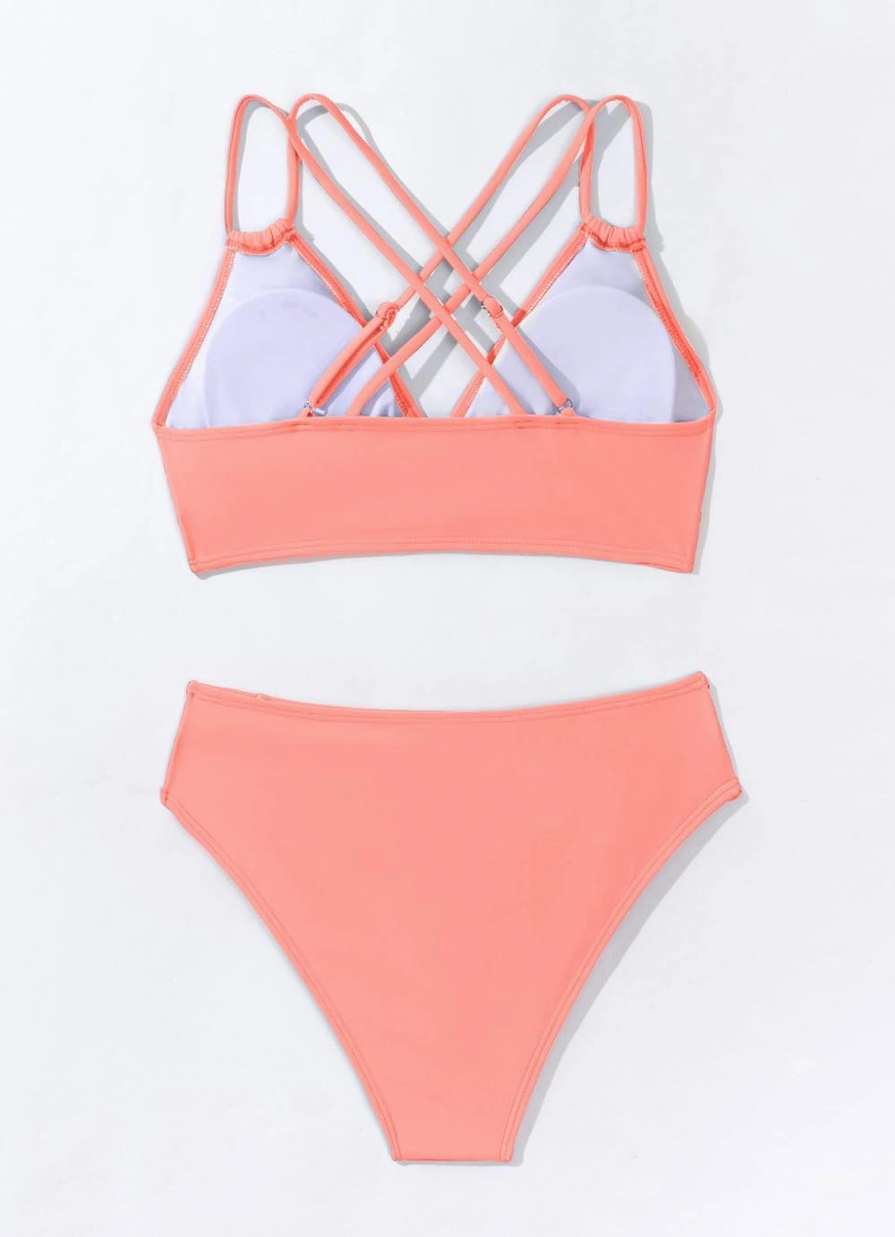 Tainehs Women's Push Up V Neck Bikini Sets Criss Cross Back Two Piece Bathing Suit