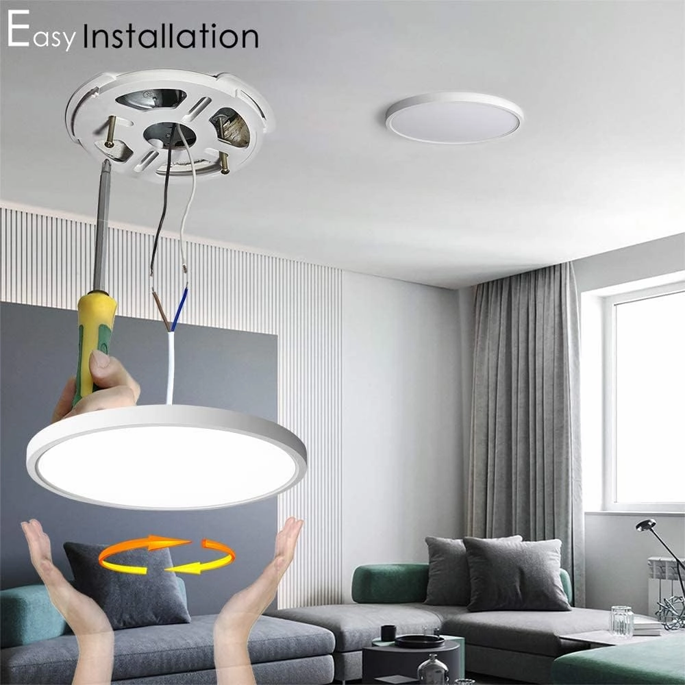 TALOYA Flush Mount Light Fixture, 6 Pack of 20W 12 Inch 5 Color Setting Options Led Ceiling Lamp for Bedroom Hallway Basement Closet Utility Office