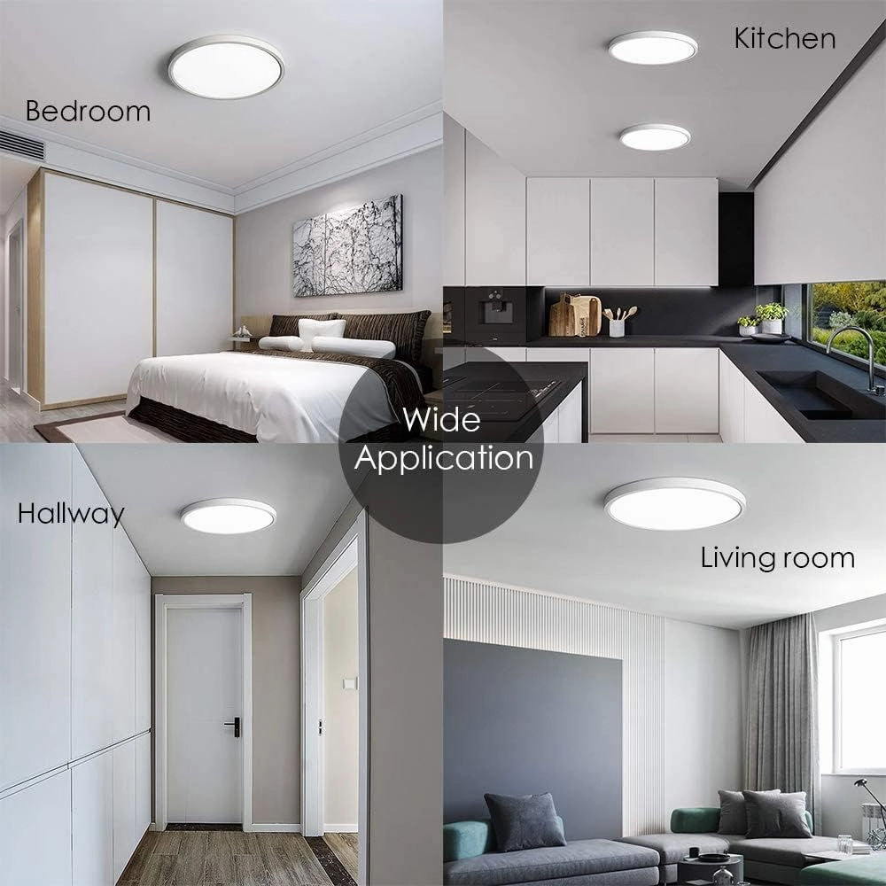 TALOYA Flush Mount Light Fixture, 6 Pack of 20W 12 Inch 5 Color Setting Options Led Ceiling Lamp for Bedroom Hallway Basement Closet Utility Office