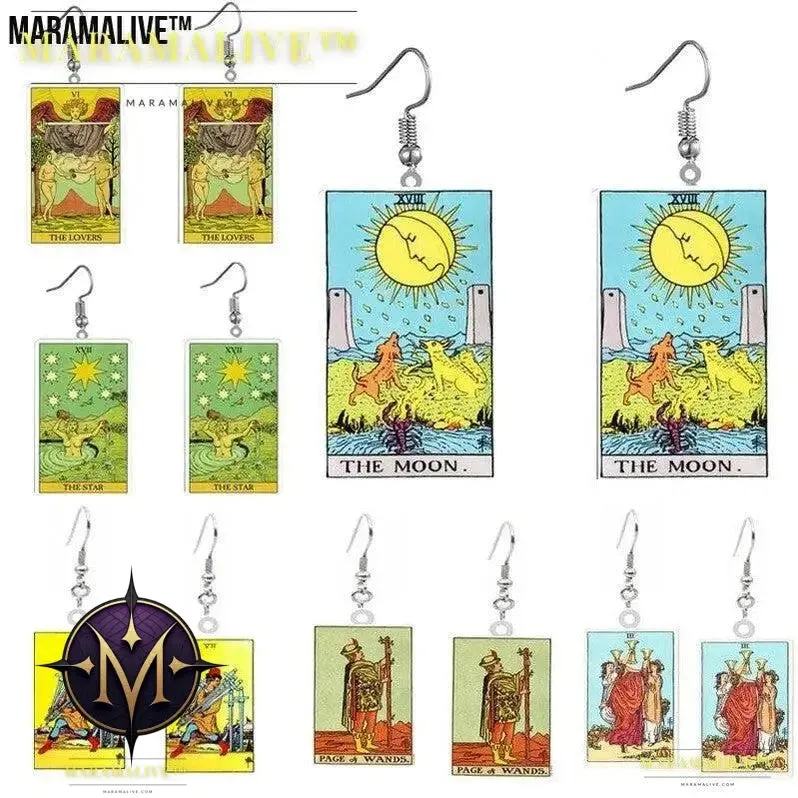 Tarot Card Earring Design - Acrylic Double Sided Tarot Earrings