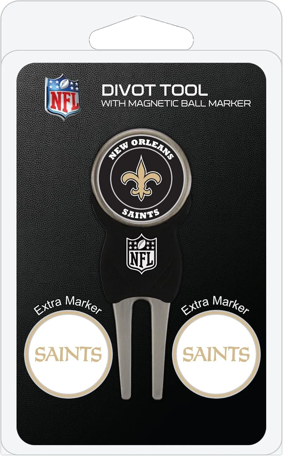 Team Golf NFL Divot Tool with 3 Golf Ball Markers Pack, Markers are Removable Magnetic Double-Sided Enamel