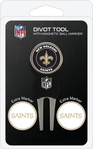 Team Golf NFL Divot Tool with 3 Golf Ball Markers Pack, Markers are Removable Magnetic Double-Sided Enamel