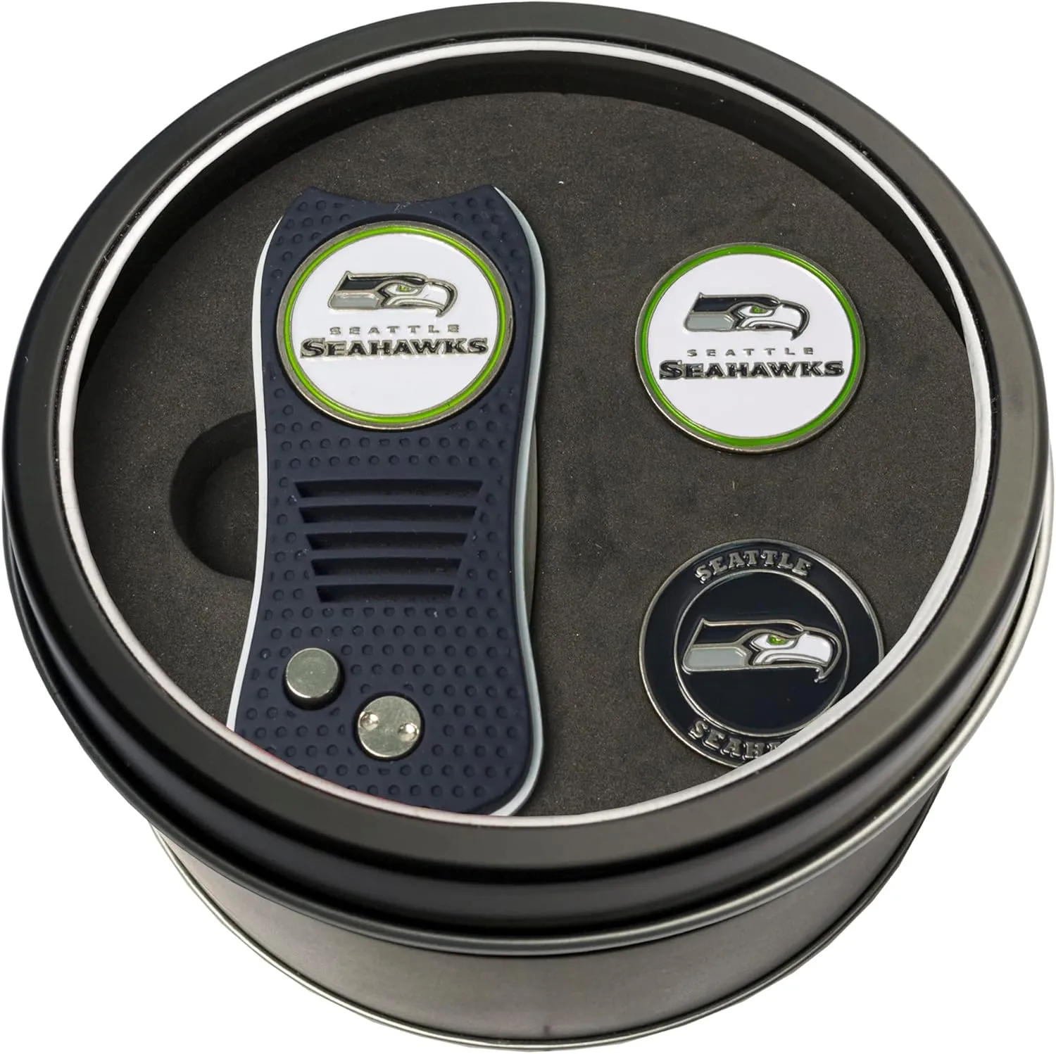 Team Golf NFL Gift Set Retractable Divot Tool with 3 Double-Sided Magnetic Ball Markers, Patented Single Prong Design, Causes Less Damage to Greens, Retractable Mechanism