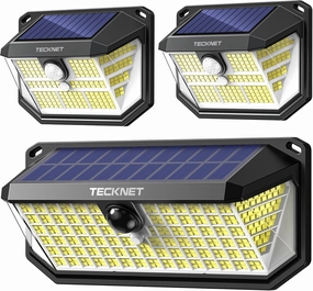 TECKNET Super Bright Solar Security Lights Outdoor 3 Pack, 2×231 LED and 1×416 LED, 4200LM Motion Sensor Lights, 300° Wide Angle, 3 Modes, IP65 IP66 Waterproof for Yard Fence Garage Garden