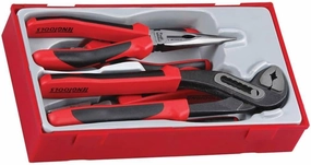 Teng Tools 4 Piece Plier Set Tool Tray (Side Cutters, Linesman, Long Nose, Water Pump), (TENTT440T)