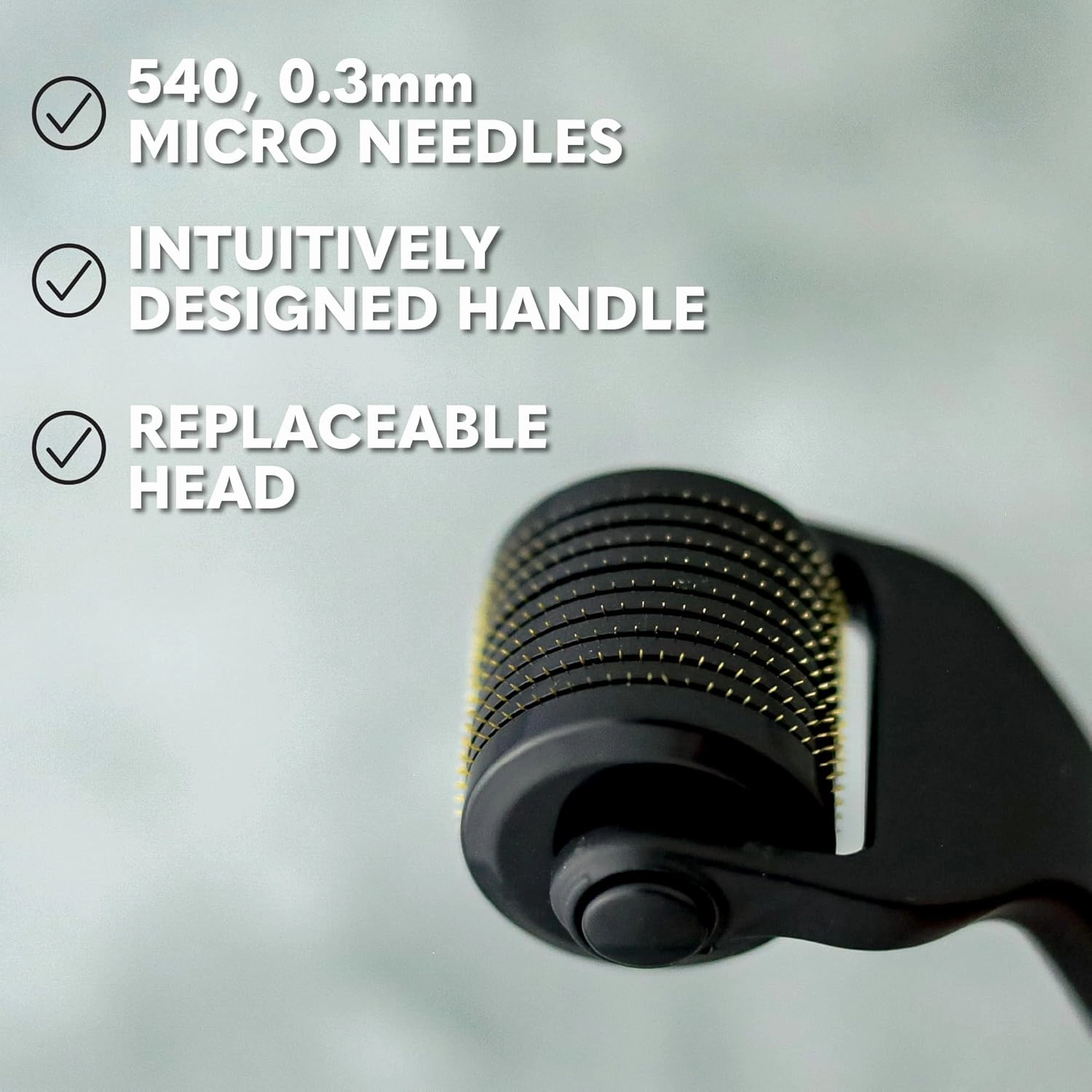 The Beard Club Beard Roller with Cleansing Spray & Replacement Head - 0.3mm Titanium Coated Needles, 3 Count