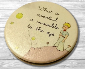 The Little Prince Compact Functional Round Mirror, 2.8"L x 2.8"W, White, Tabletop Mount