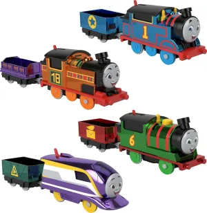Thomas & Friends Motorized Toy Trains, Set of 4 Engines Thomas Nia Percy & Kana for Preschool Pretend Play Kids Ages 3  Years