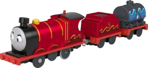Thomas & Friends Toy Train, Splash Tank James Motorized Engine with Tender and Cargo for Preschool Railway Play Ages 3  Years