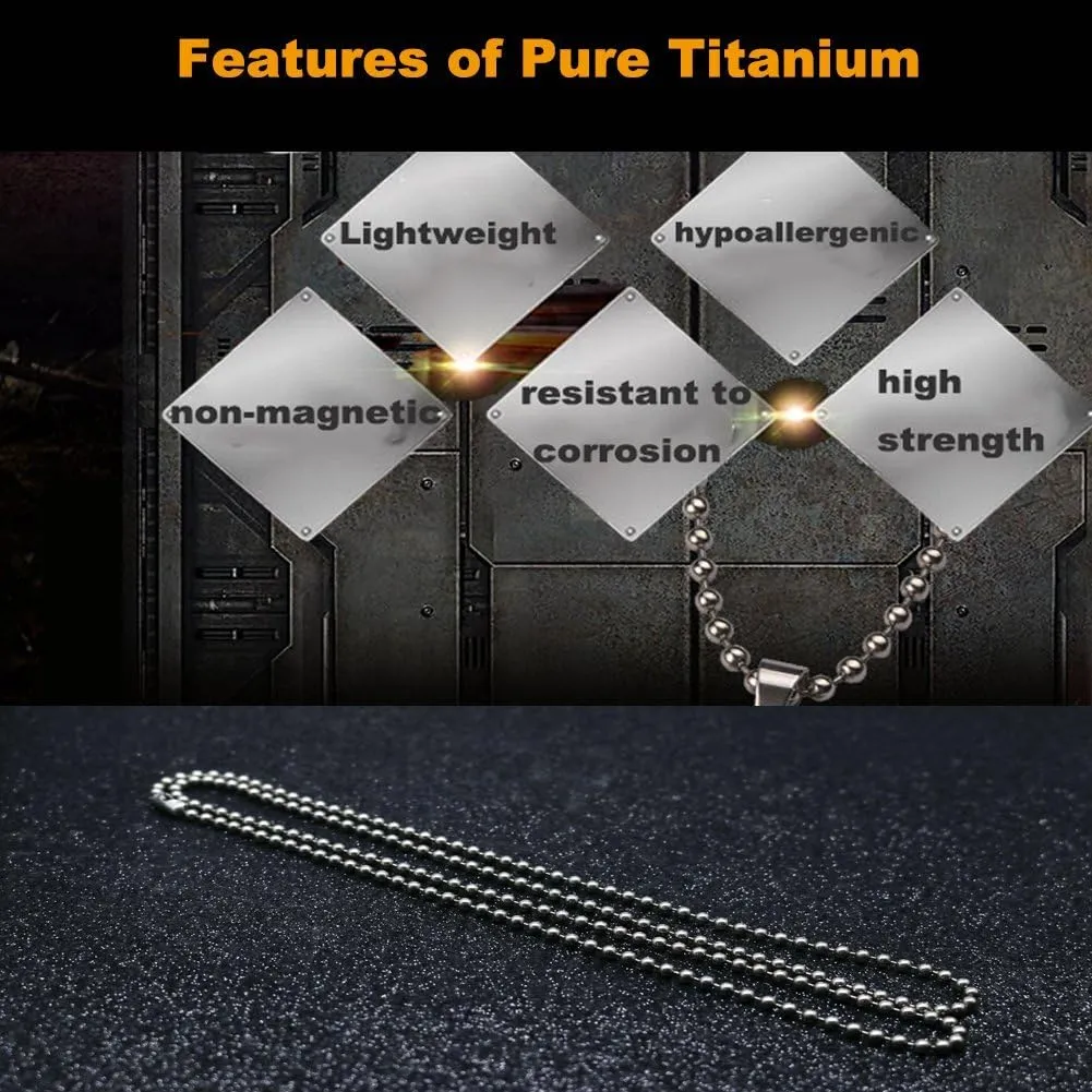 TI-EDC Pure Titanium Bead Ball Chain Necklace, Jewelry Chain Adjustable with Gift Package for Men and Women (3.0mm Bead-30in Length)