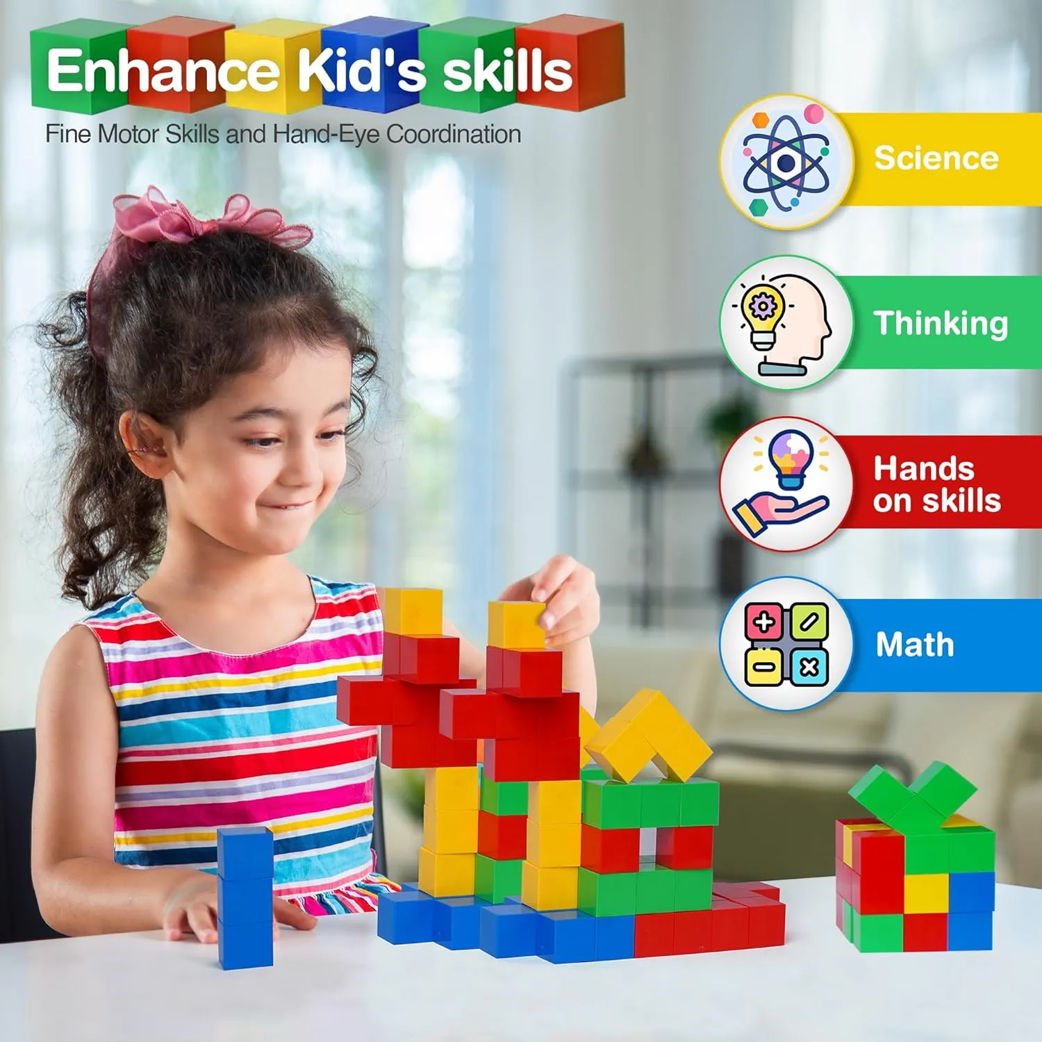 Tigerdoe 54 Pcs Educational Magnetic Cubes for Kids | Sensory Montessori Toys for Boys & Girls | Preschool Educational Magnetic Block Set