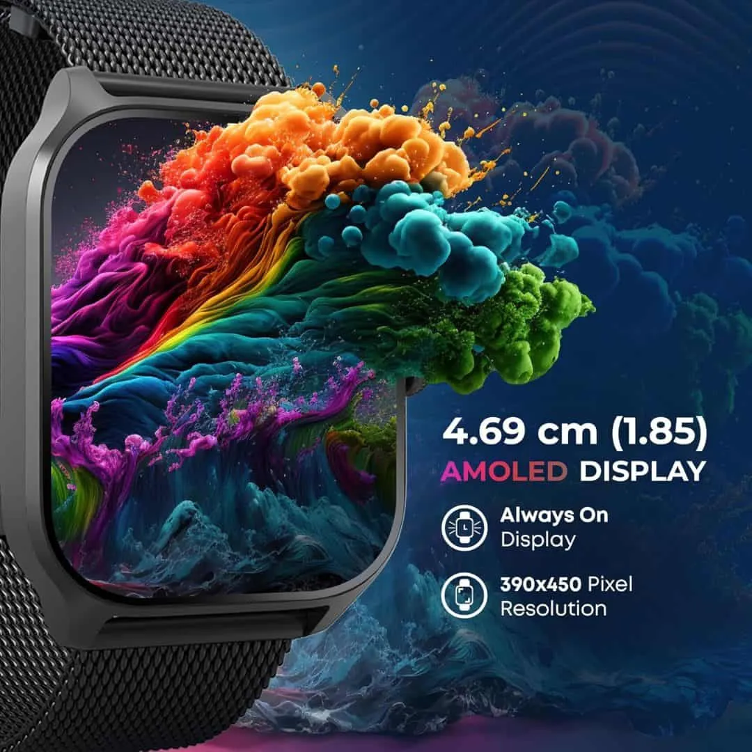Titan Zeal 1.85" AMOLED Metal Case Smart Watch with BT Calling (Black)