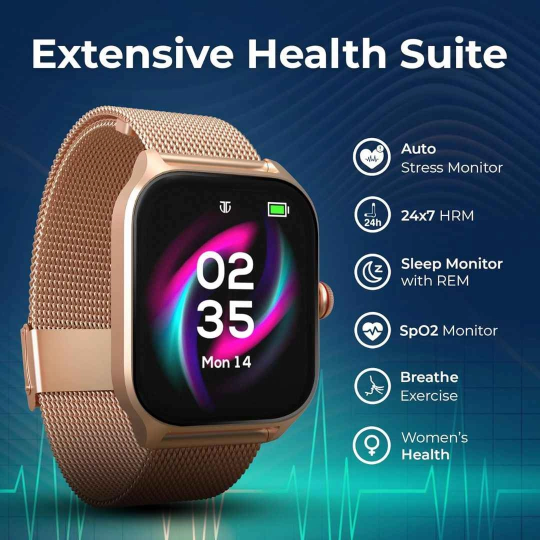 Titan Zeal Premium Fashion Smart Watch, 1.85" AMOLED Display with AOD (Black)