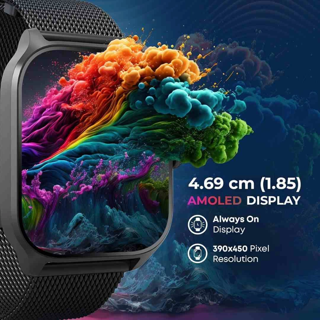 Titan Zeal Premium Fashion Smart Watch, 1.85" AMOLED Display with AOD (Black)
