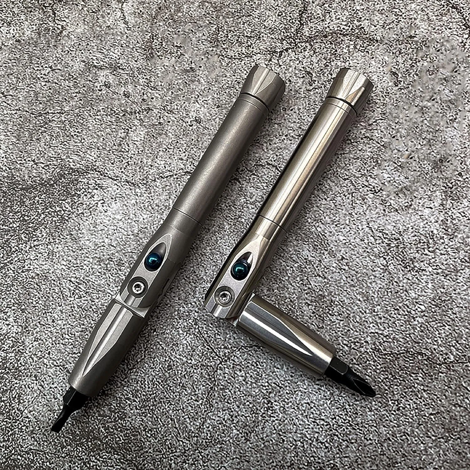 Titanium Foldable Tools with 2 Batch Heads Fidget Spinner EDC Multi Tools Gear, Stone Wash