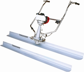 Tomahawk 1.6 HP Honda Gas Vibrating Concrete Power Screed Motor with 10ft Aluminum Magnesium Board Straight Edge Bar Set and 360° Handles with GX35 Honda Engine