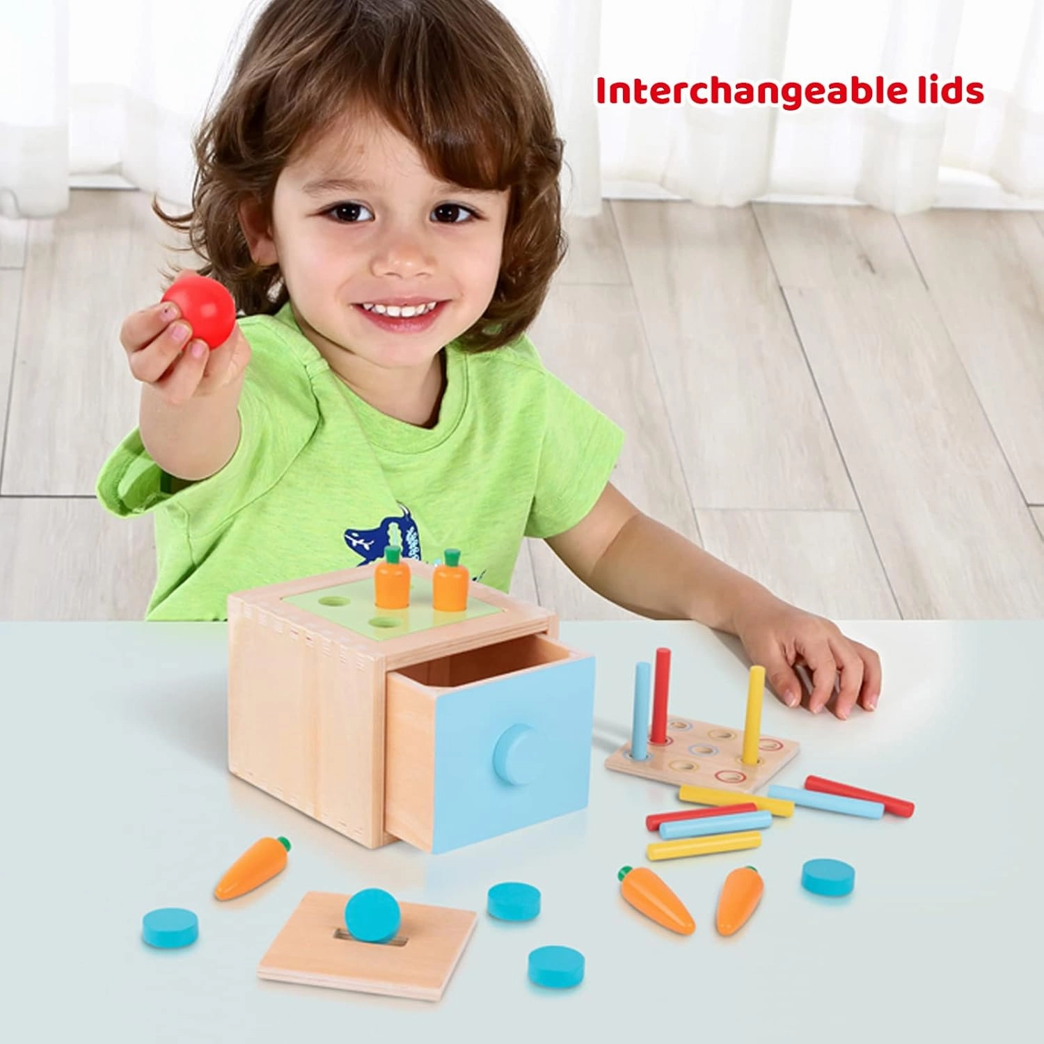 TOOKYLAND Wooden Shape Sorting Cube - 25pcs - 4-in-1 Sorter Box Educational Toy, Ages 12m 