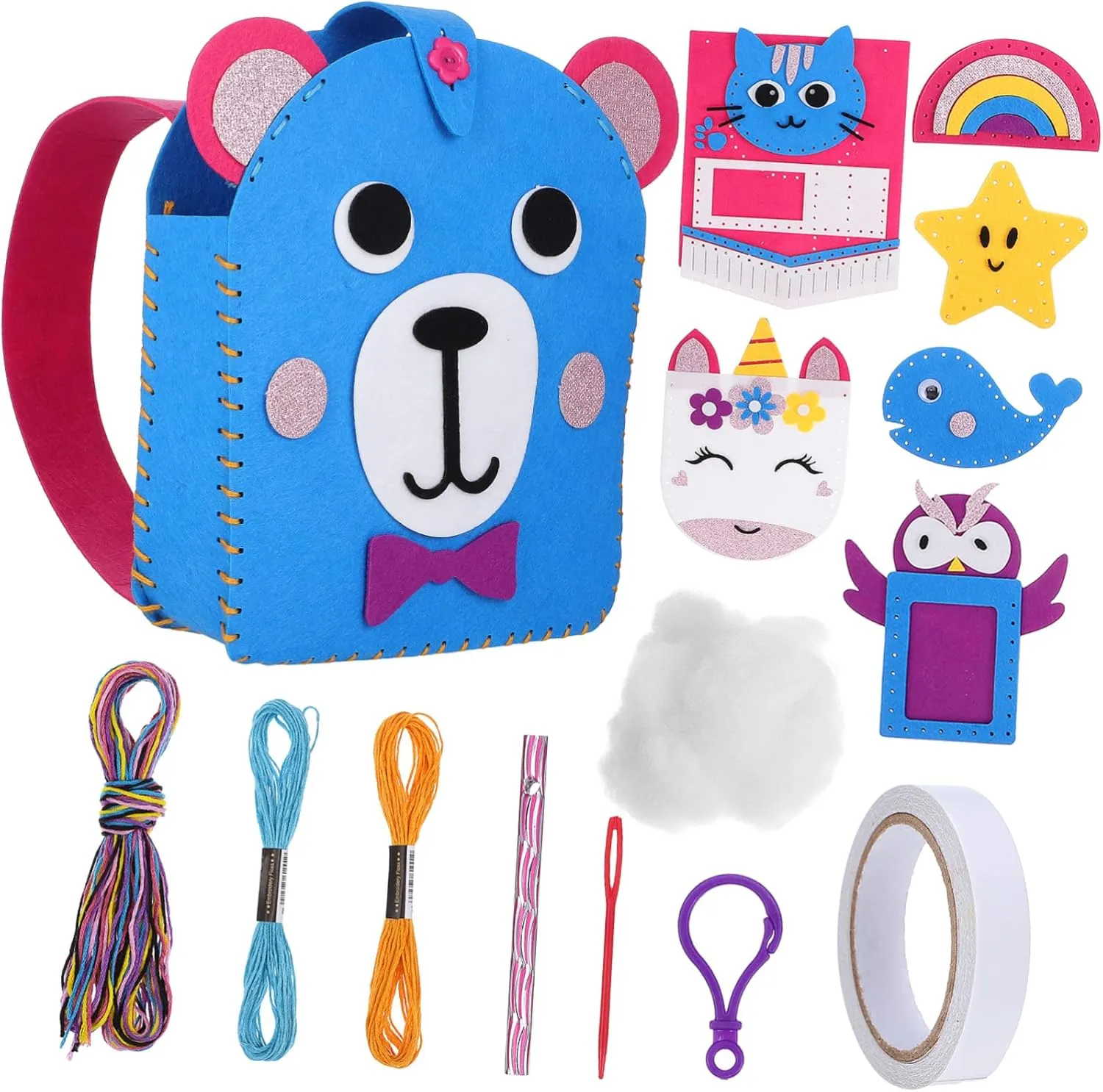 Totority Beginner Sewing Kit for Kids 1 Set Hand-Sewn Felt Fabric Art Felt Craft Kit Animal Patterns