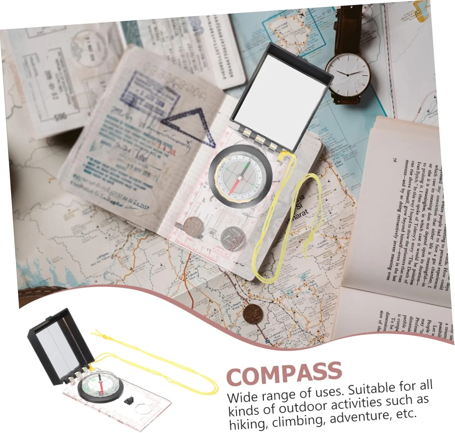 Totority Outdoor Survival Compass Lightweight Mapping Tool for Hiking and Camping Durable and Practical
