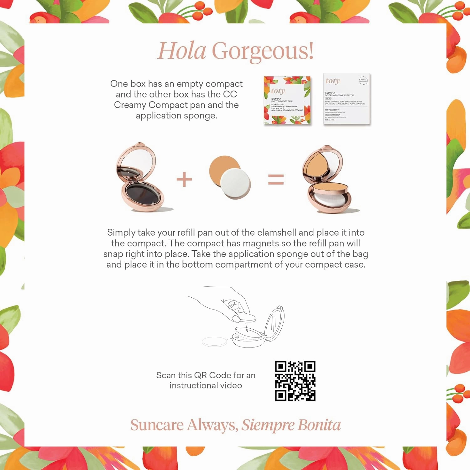 Toty by Sofia Vergara - Ilumina CC Creamy Compact SPF 50  Mineral Broad Spectrum Sunscreen for Face - Tinted Blurring Balm SPF- Matte, Light Coverage - Water & Sweat Resistant - All Skin Types - 2W