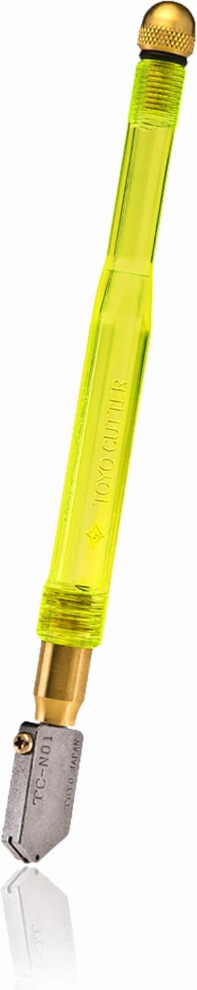 TOYO TC1S Comfort Grip Supercutter Glass Cutter | Made to Cut Glass 3/32” and ¼” Thick Supercutter | Lime Green - Straight Head | Contoured Acrylic Handle | Precision Honed | Made in Japan