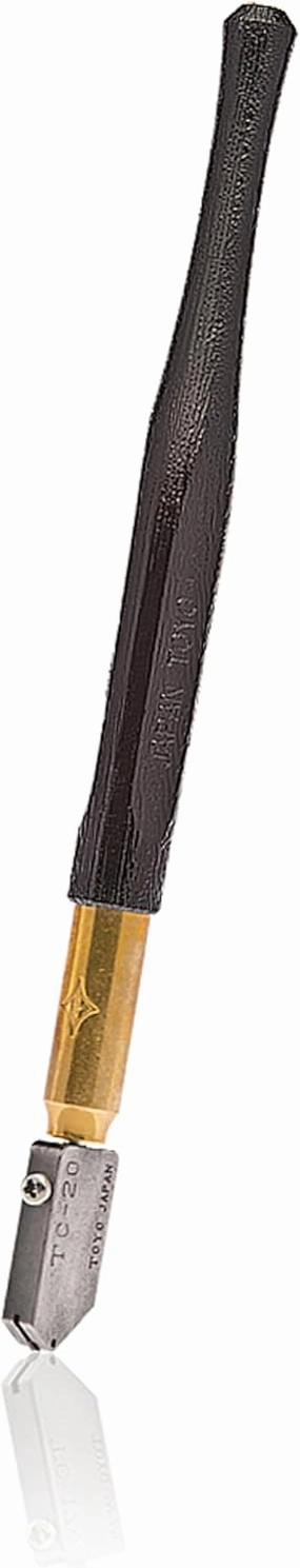 TOYO TC20 Dry Wheel Supercutter Glass Cutter Straight Blade | Lightweight Contoured Woodgrain Handle | Smooth Rolling Supercutter | Made in Japan
