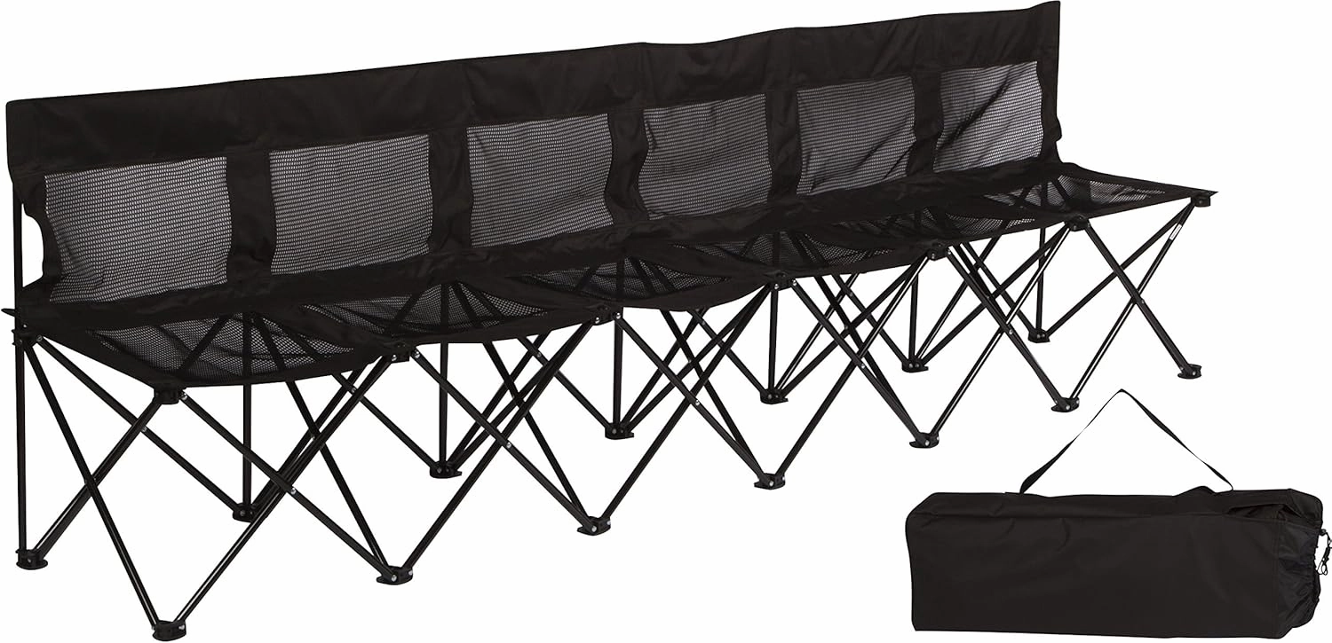 Trademark Innovations Portable Sports Bench with Mesh Seat and Back