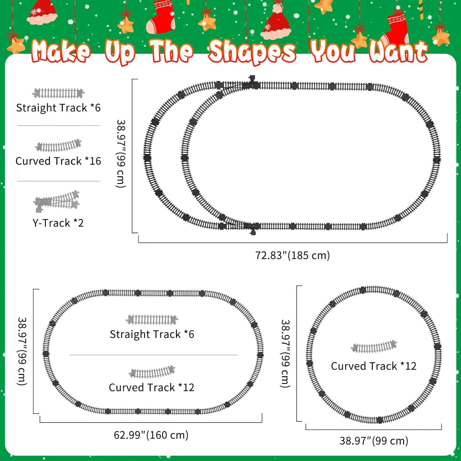 Train Set, Christmas Train Sets for Around The Tree Electric Train with Steam, Lights and Sound, Model Train Set for Kids Toy Gifts for 3 4 5 6 7 8  Years Old (No Remote)