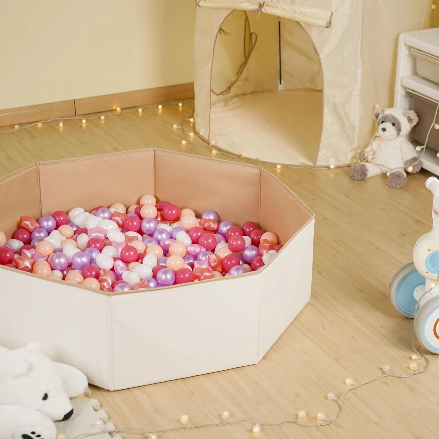 TRENDPLAY Ball Pit Balls Stars : Different Shapes - Mix Stars Shapes for Kids, Perfect for Parties, Pink Green Blue White Gray 50 100 200 500 Pack