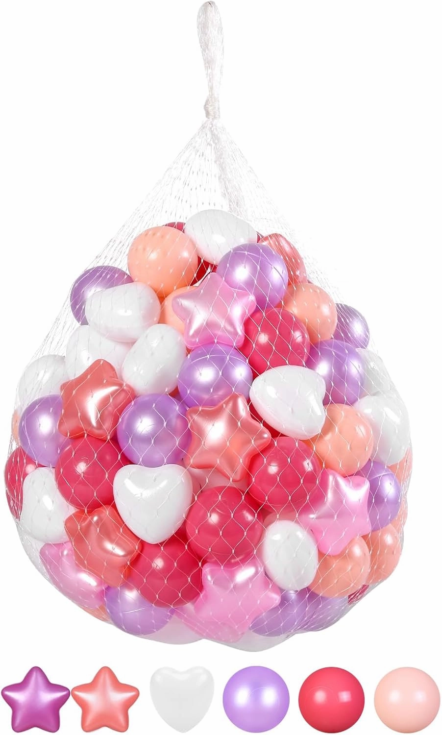 TRENDPLAY Ball Pit Balls Stars : Different Shapes - Mix Stars Shapes for Kids, Perfect for Parties, Pink Green Blue White Gray 50 100 200 500 Pack