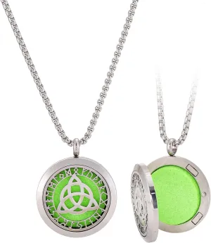 Triangle Viking Celtic Knot Essential Oil Diffuser Necklace - Stainless Steel Locket- Best for Aromatherapy-Perfume, Fragrance, Scent Diffusers for Women and Mens