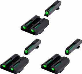 TruGlo TFO Tritium Fiber Optic Handgun Glock Pistol Laser Sight Accessories with Rear Colors for Glock 17/17L, 19, 22, 23, 24, Green (3 Pack)
