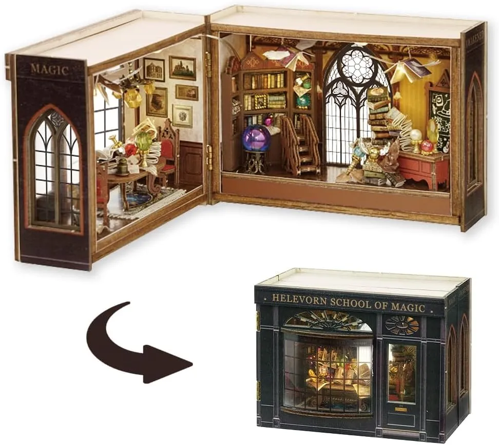 TuKIIE DIY Miniature Dollhouse Kit with Furniture, 1:32 Scale Opened & Closed Mini Cube Wooden Doll House Book Nook Creative Room for Kids Teens Adults(Magical Fate)
