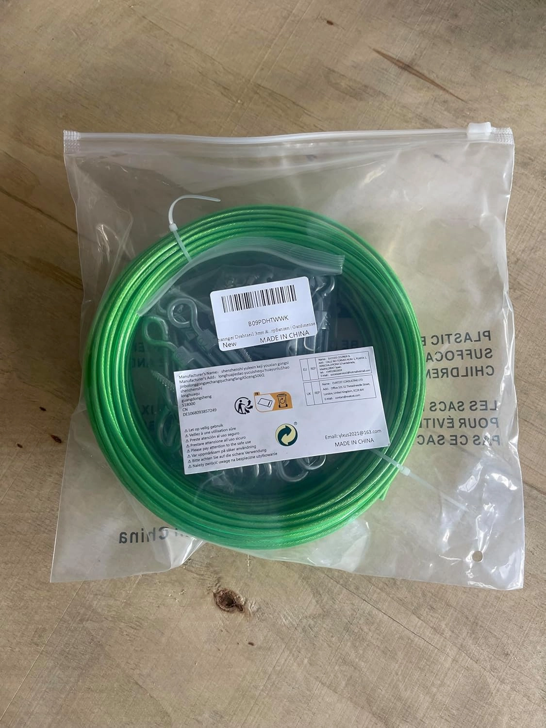 Turnbuckles for Cables Wire, 1/8" X 100Ft Green PVC Coated Wire Rope Kit, Multi-use Steel Cable for Grape Vines/Clothes Line Outdoors for T Post/String Light Hanging/Garden Cable