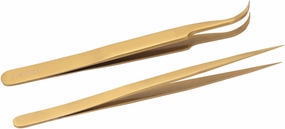 Tweezer Set, Aluminum Alloy Tweezer Antiseptic Curved Straight for Electrician for PCB Soldering Gold