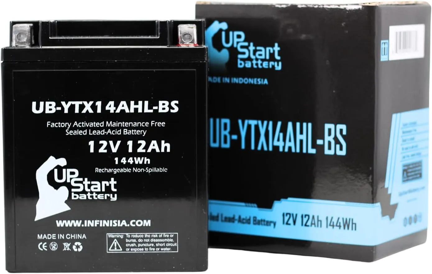 UB-YTX14AHL-BS Battery Replacement for 1986 Cagiva Elefant 2 Cyl. 350 CC Motorcycle - Factory Activated, Maintenance Free, Motorcycle Battery - 12V, 12AH, UpStart Battery Brand