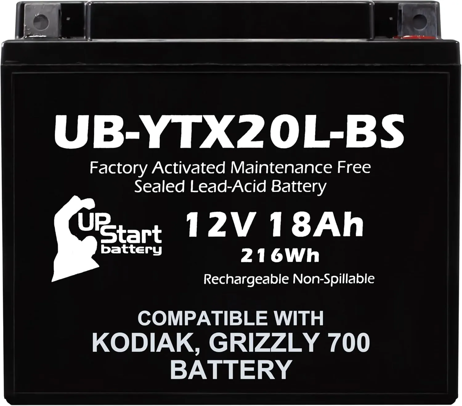 UB-YTX20L-BS Battery Replacement for 2006 Yamaha YFM40FB Big Bear 400 CC ATV - Factory Activated, Maintenance Free, Motorcycle Battery - 12V, 18AH, UpStart Battery Brand