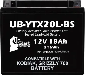 UB-YTX20L-BS Battery Replacement for 2006 Yamaha YFM40FB Big Bear 400 CC ATV - Factory Activated, Maintenance Free, Motorcycle Battery - 12V, 18AH, UpStart Battery Brand