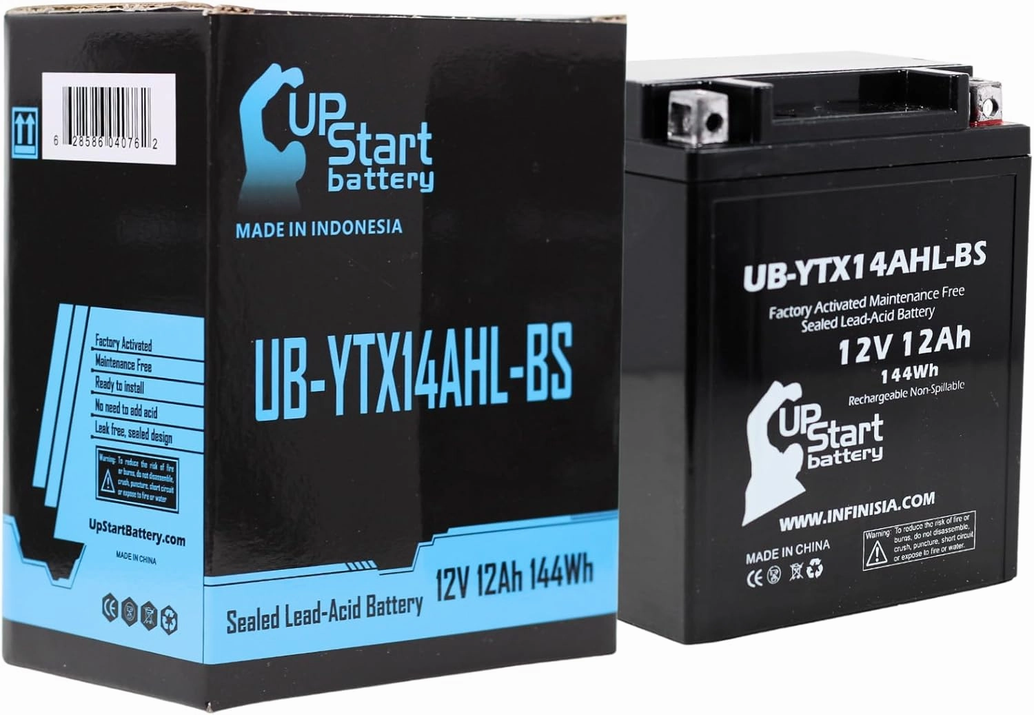 UB-YTX14AHL-BS Battery Replacement for 2010 Piaggio-Gilera Nexus 500ie 500 CC Scooter - Factory Activated, Maintenance Free, Motorcycle Battery - 12V, 12AH, UpStart Battery Brand