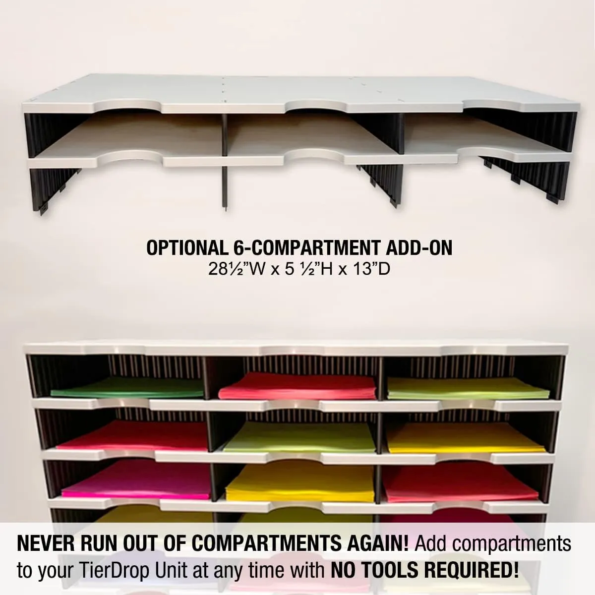 Ultimate Office Desktop Organizer 9 Letter Tray Sorter PLUS Riser Storage Base for Easy Access to Lower Slots, Desk Accessories & Supplies. Optional File Topper & Drawers