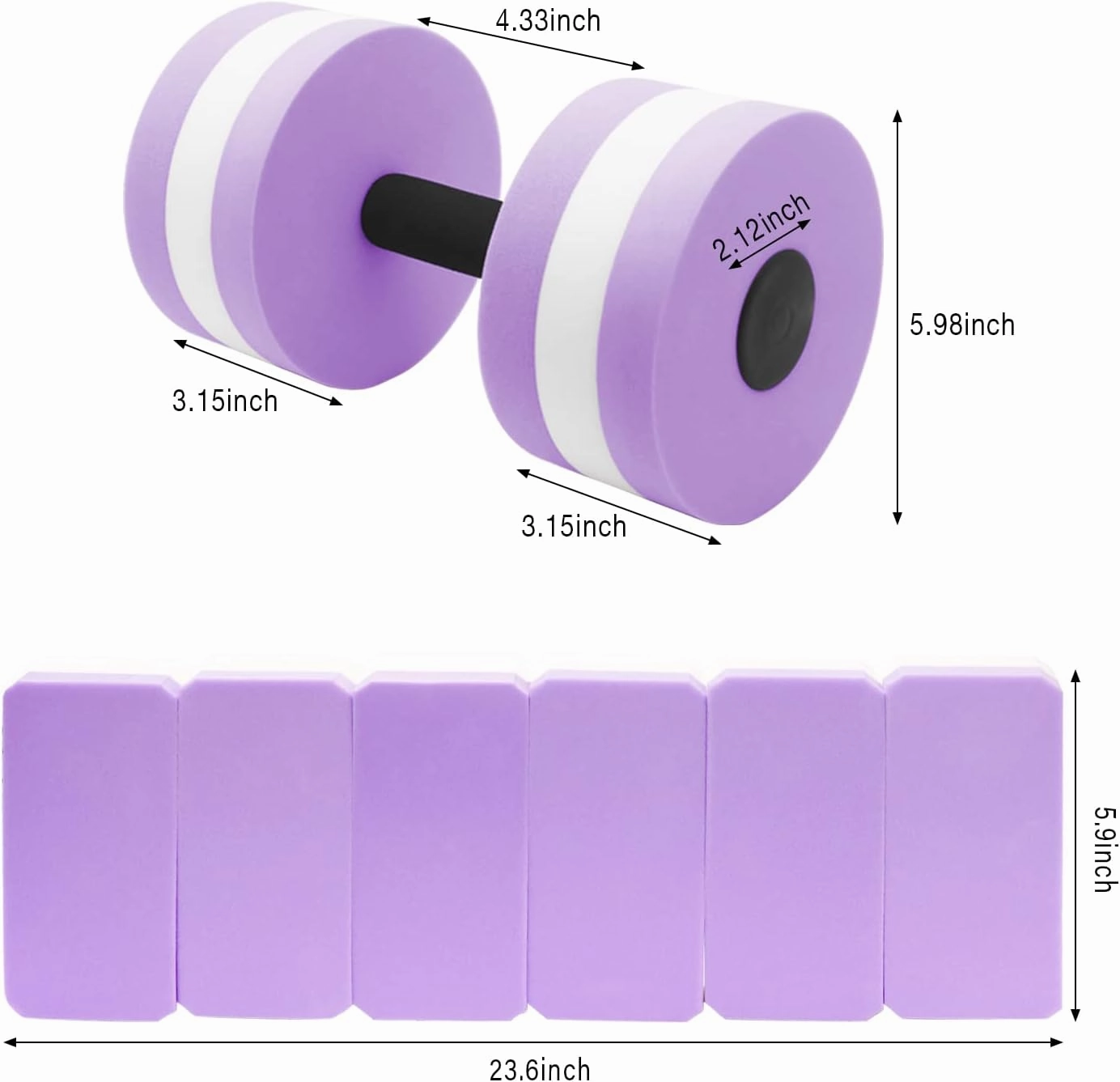 UNAOIWN Water Dumbbell Set for Aquatic Aerobics Exercise, Water Weights Equipment, Training Aid for Aquatic Fitness, Water Workout Fitness Tool