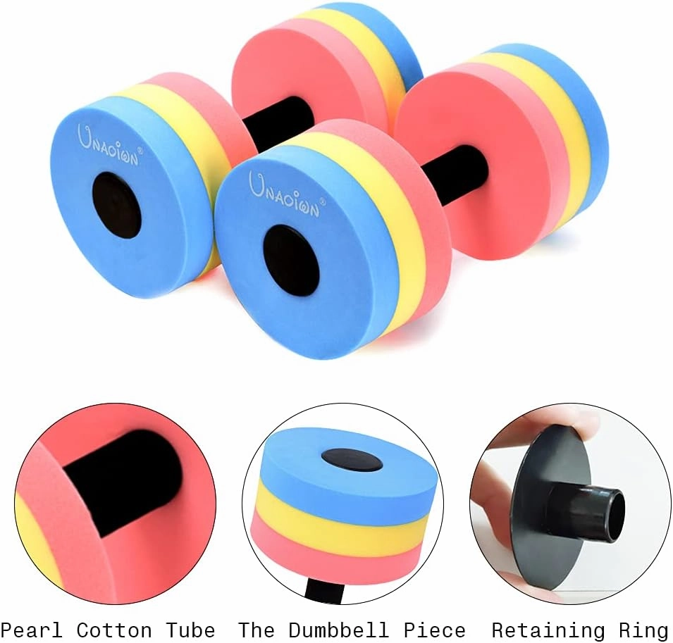 UNAOIWN Water Weights for Pool Exercise 2Pcs Water Dumbbells Water Aerobics Pool Barbells Lightweight Resistance Aquatic Dumbbell for Swimming